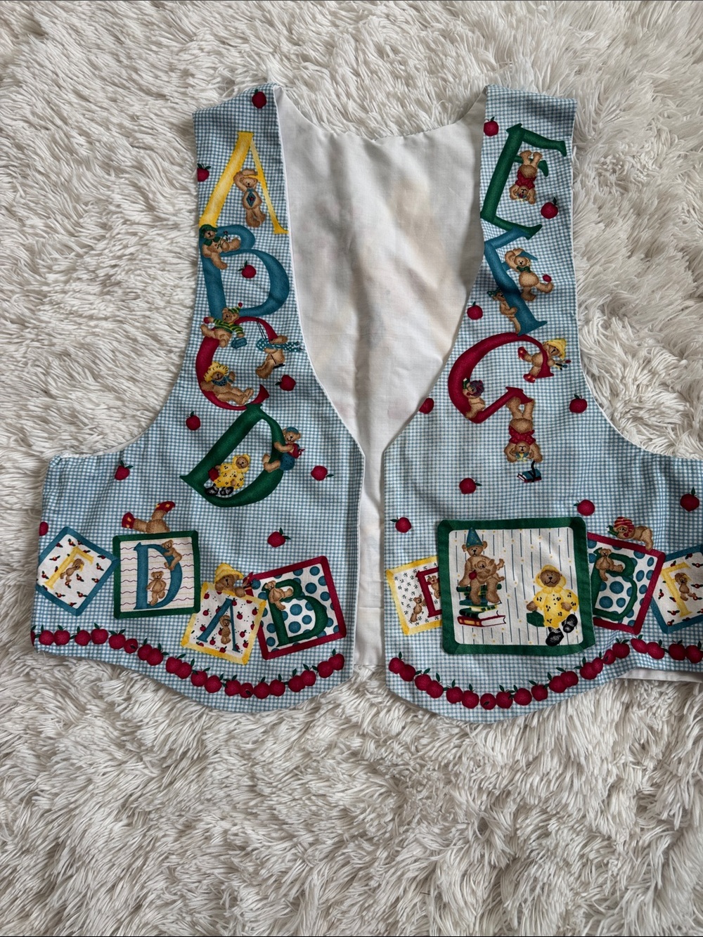Vintage Daisy Kingdom ABCs Gingham Handmade Preschool Teacher Vest 90s